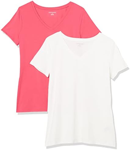 Amazon Essentials Women's Regular-Fit Short-Sleeve V-Neck T-Shirt, Multipacks