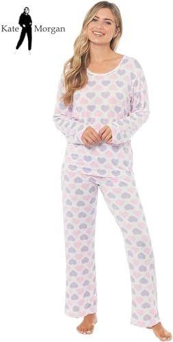 KATE MORGAN Ladies lightweight cosy pyjamas | Womens loungewear sets pjs | Nightwear Sleepwear for women