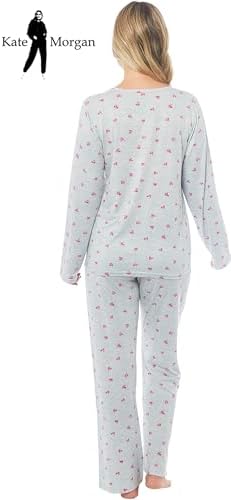 KATE MORGAN Ladies lightweight cosy pyjamas | Womens loungewear sets pjs | Nightwear Sleepwear for women