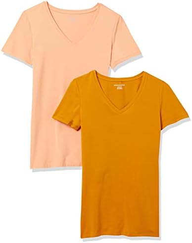 Amazon Essentials Women's Regular-Fit Short-Sleeve V-Neck T-Shirt, Multipacks