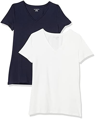 Amazon Essentials Women's Regular-Fit Short-Sleeve V-Neck T-Shirt, Multipacks