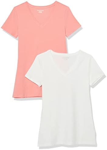 Amazon Essentials Women's Regular-Fit Short-Sleeve V-Neck T-Shirt, Multipacks
