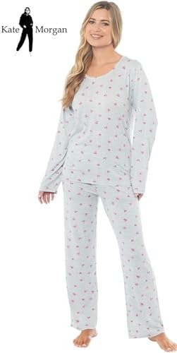 KATE MORGAN Ladies lightweight cosy pyjamas | Womens loungewear sets pjs | Nightwear Sleepwear for women