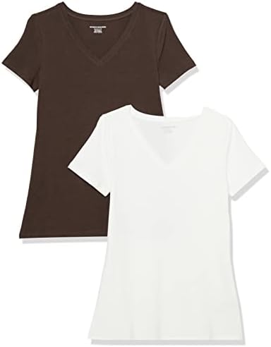 Amazon Essentials Women's Regular-Fit Short-Sleeve V-Neck T-Shirt, Multipacks