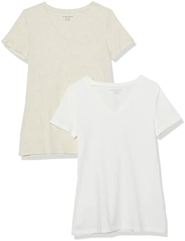 Amazon Essentials Women's Regular-Fit Short-Sleeve V-Neck T-Shirt, Multipacks