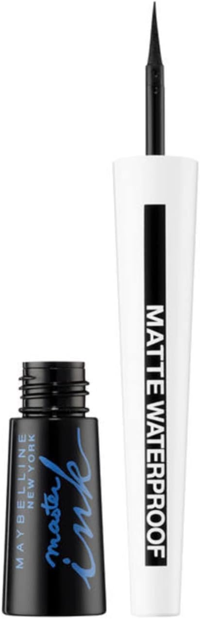 Maybelline Black Eye Liner, Lasting Drama Waterproof Eye Liner, Waterproof, Easy to draw, Smudgeproof, Longwear Formula, Smart Tip Brush, No Mess Application, Maybelline New York, Colour: Black 12g
