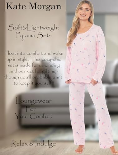 KATE MORGAN Ladies lightweight cosy pyjamas | Womens loungewear sets pjs | Nightwear Sleepwear for women