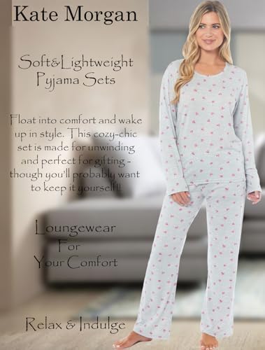 KATE MORGAN Ladies lightweight cosy pyjamas | Womens loungewear sets pjs | Nightwear Sleepwear for women