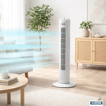 Status 32-Inch Tower Fan with 3 Speed Settings, Oscillating Slim Cooling Fan for Living Room, Bedroom and Office Use, Black (S32BTOWERFAN1PKB)