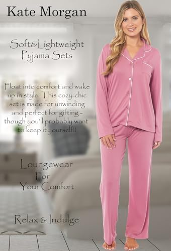 KATE MORGAN Ladies lightweight cosy pyjamas | Womens loungewear sets pjs | Nightwear Sleepwear for women
