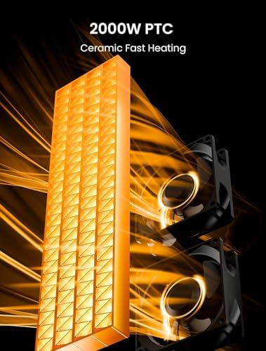 AIRMATE 25 Inch Electric Heater for Home Low Energy, 2000W Tower Space Heater, 80° Oscillating Portable Heaters, 5 Modes 24H Timer Overheat Tip Over Protection Ceramic Room Heater for Office Bedroom
