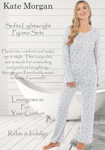 KATE MORGAN Ladies lightweight cosy pyjamas | Womens loungewear sets pjs | Nightwear Sleepwear for women