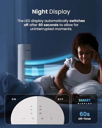 Pro Breeze® 30" Tower Fan, Ultra Quiet Operation, 7-Hour Digital Timer, Remote Control, 3 Cooling Fan Modes &amp; LED Light Indicator - Powerful &amp; Energy-Efficient Electric Fan for Home and Office - White
