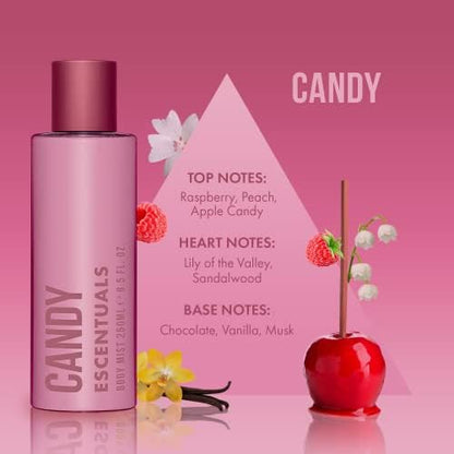Escentuals Womens Fruit Candy Layering Set, Lychee and Candy Body Mist Spray Mixed Fragrance Bundle 250ml (Pack of 2)