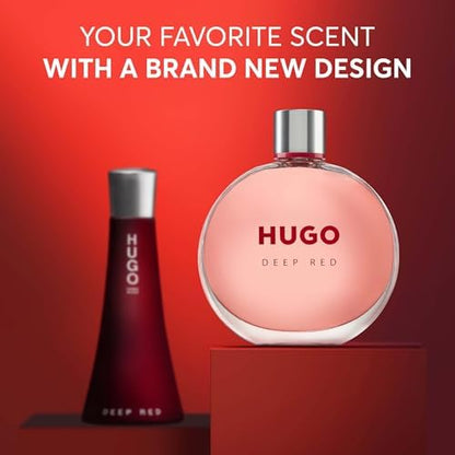 HUGO Deep Red - New Packaging - Eau de Parfum for Her – Ambery Clementine, Freesia &amp; Sandalwood – Long-Lasting Fragrance - 75ml