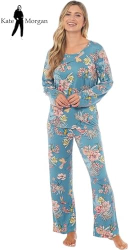 KATE MORGAN Ladies lightweight cosy pyjamas | Womens loungewear sets pjs | Nightwear Sleepwear for women