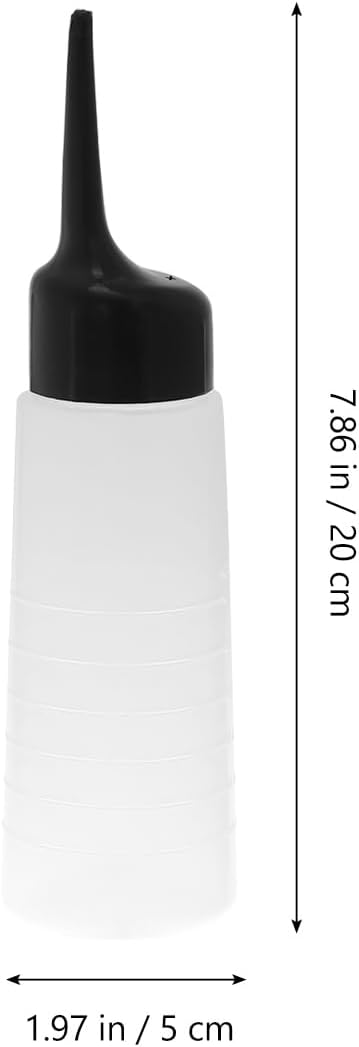 FRCOLOR Empty Applicator Bottle with Slant Tip and Scale Measuring for Hair Dye Application and Treatment Refillable Plastic Hair Colour Applicator for Salons and Home Use 7.87 Inch
