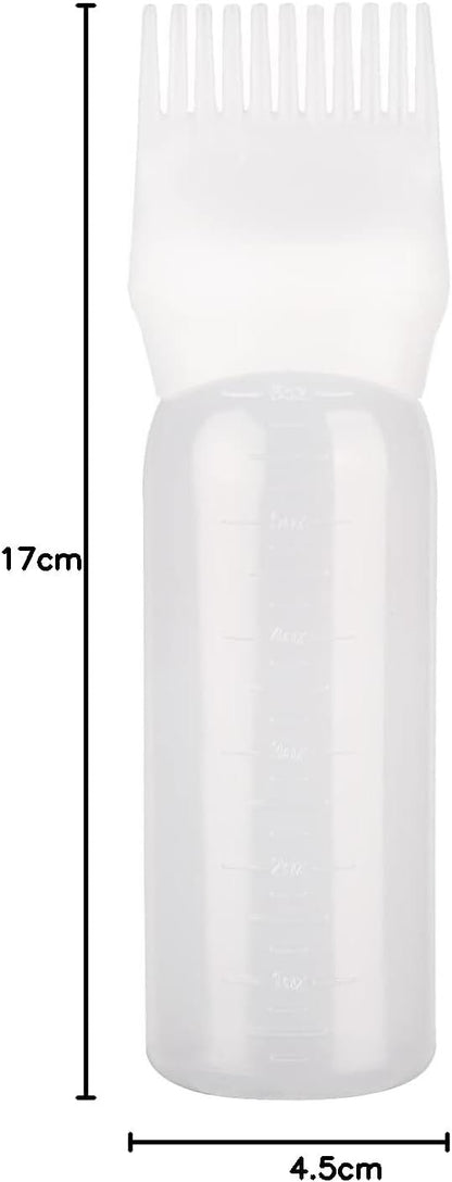 1 Pack White Hair Dye Brush Bottle Root Comb Applicator Bottle Hair Coloring Dye Applicator Scalp Treatment Bottle (White)