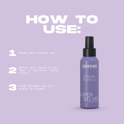 OSMO Super Silver Toning Spray | Violet Nourishing Leave-in Treatment | Blonde Toner | Vegan. 100ml.
