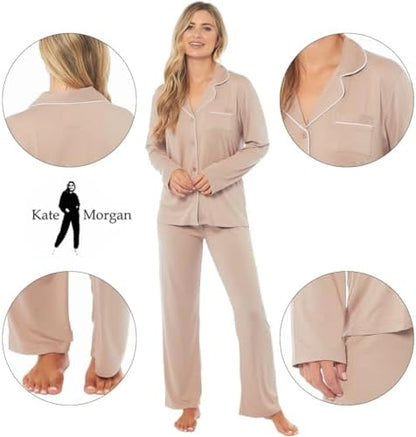 KATE MORGAN Ladies lightweight cosy pyjamas | Womens loungewear sets pjs | Nightwear Sleepwear for women