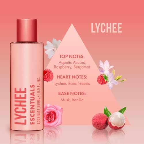 Escentuals Womens Fruit Candy Layering Set, Lychee and Candy Body Mist Spray Mixed Fragrance Bundle 250ml (Pack of 2)