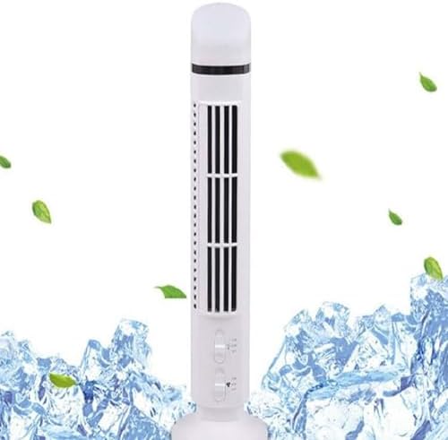 Ejoyous Bladeless Tower Fan, 13inches 90 Degree Oscillation Ultra Quiet Desktop Tower Fan with Remote Control for Home RVs Offices (White)