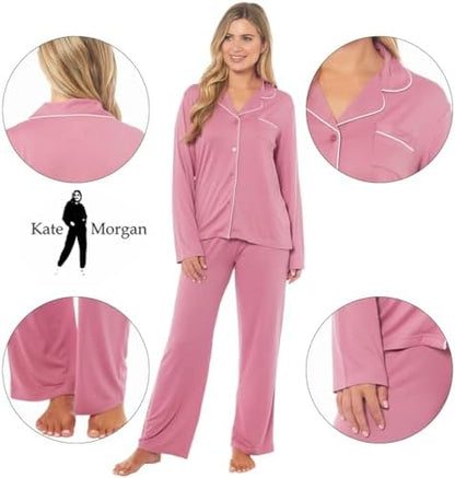 KATE MORGAN Ladies lightweight cosy pyjamas | Womens loungewear sets pjs | Nightwear Sleepwear for women