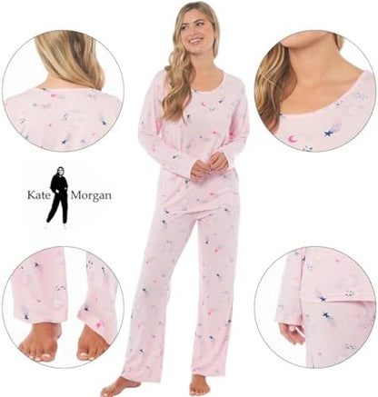KATE MORGAN Ladies lightweight cosy pyjamas | Womens loungewear sets pjs | Nightwear Sleepwear for women