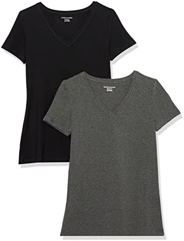 Amazon Essentials Women's Regular-Fit Short-Sleeve V-Neck T-Shirt, Multipacks