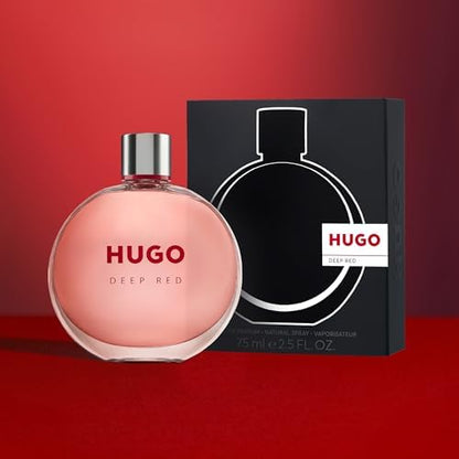 HUGO Deep Red - New Packaging - Eau de Parfum for Her – Ambery Clementine, Freesia &amp; Sandalwood – Long-Lasting Fragrance - 75ml
