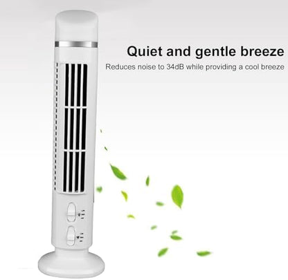 Ejoyous Bladeless Tower Fan, 13inches 90 Degree Oscillation Ultra Quiet Desktop Tower Fan with Remote Control for Home RVs Offices (White)