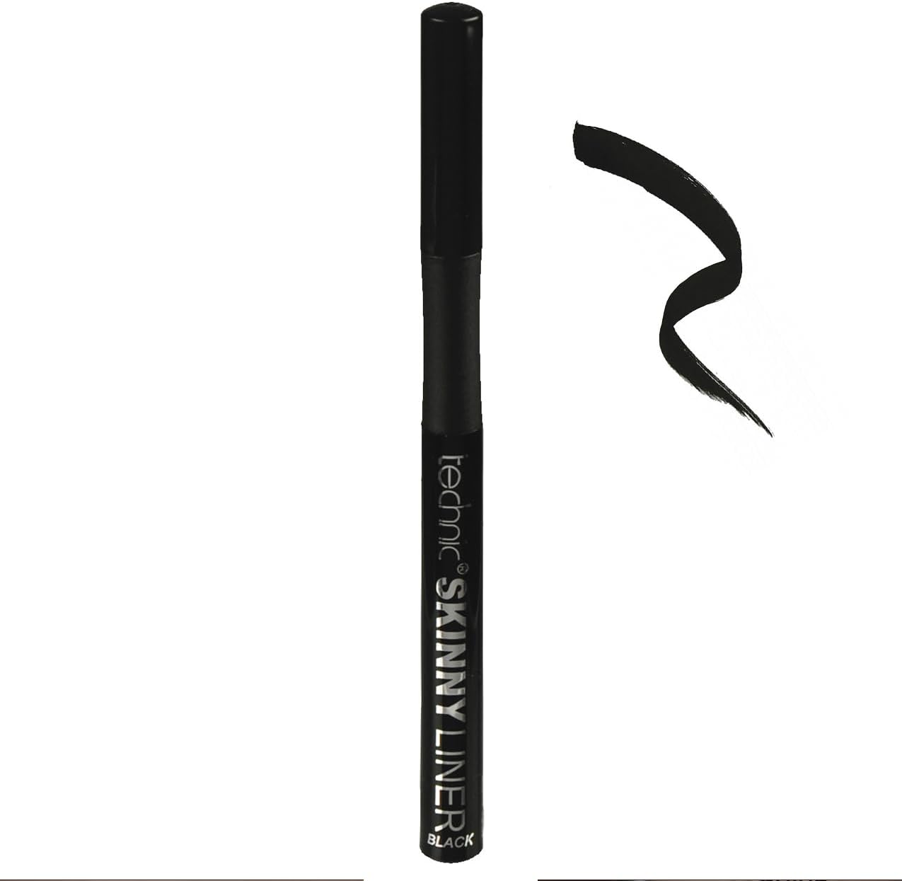 Technic Skinny Felt Tip Liquid Eyeliner - Black Precision Tip &amp; Soft Grip Pen For Long Lasting, Quick Flick Natural or Statement Looks - Suitable for Beginners - 1.5ml