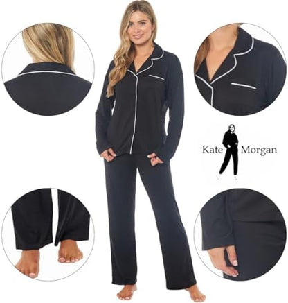 KATE MORGAN Ladies lightweight cosy pyjamas | Womens loungewear sets pjs | Nightwear Sleepwear for women
