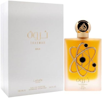 Lattafa Pride Tharwah Gold 100ml Eau De Parfum – Elegant Unisex Floral Amber Perfume with Vanilla &amp; Amber