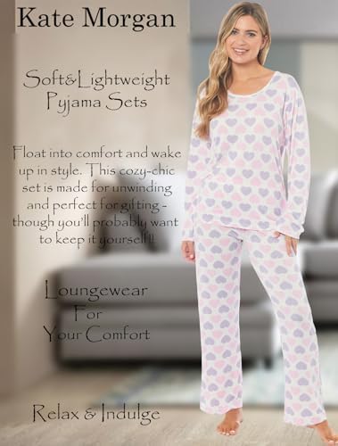 KATE MORGAN Ladies lightweight cosy pyjamas | Womens loungewear sets pjs | Nightwear Sleepwear for women