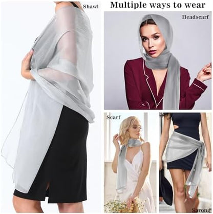 Jeffdad Women Shawls Scarf Soft Fashion Silky Satin Shawls for Bridal Bridesmaid Wedding Evening Party Formal Ball Scarves