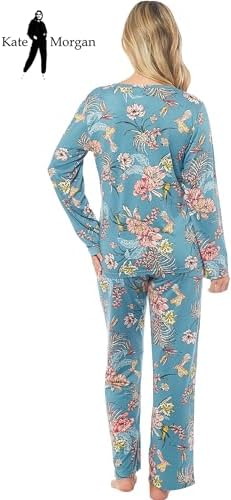 KATE MORGAN Ladies lightweight cosy pyjamas | Womens loungewear sets pjs | Nightwear Sleepwear for women