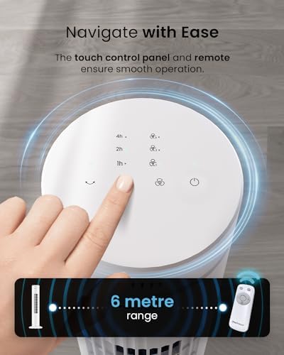 Pro Breeze® 30" Tower Fan, Ultra Quiet Operation, 7-Hour Digital Timer, Remote Control, 3 Cooling Fan Modes &amp; LED Light Indicator - Powerful &amp; Energy-Efficient Electric Fan for Home and Office - White