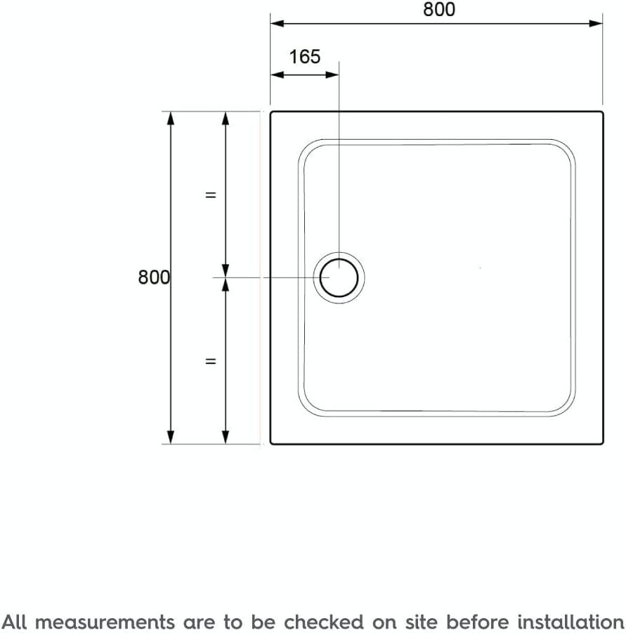 Mira Flight Safe Square Anti-Slip Shower Tray with Waste, White, 800 x 800 mm