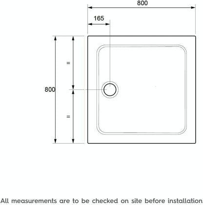 Mira Flight Safe Square Anti-Slip Shower Tray with Waste, White, 800 x 800 mm