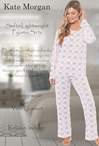 KATE MORGAN Ladies lightweight cosy pyjamas | Womens loungewear sets pjs | Nightwear Sleepwear for women