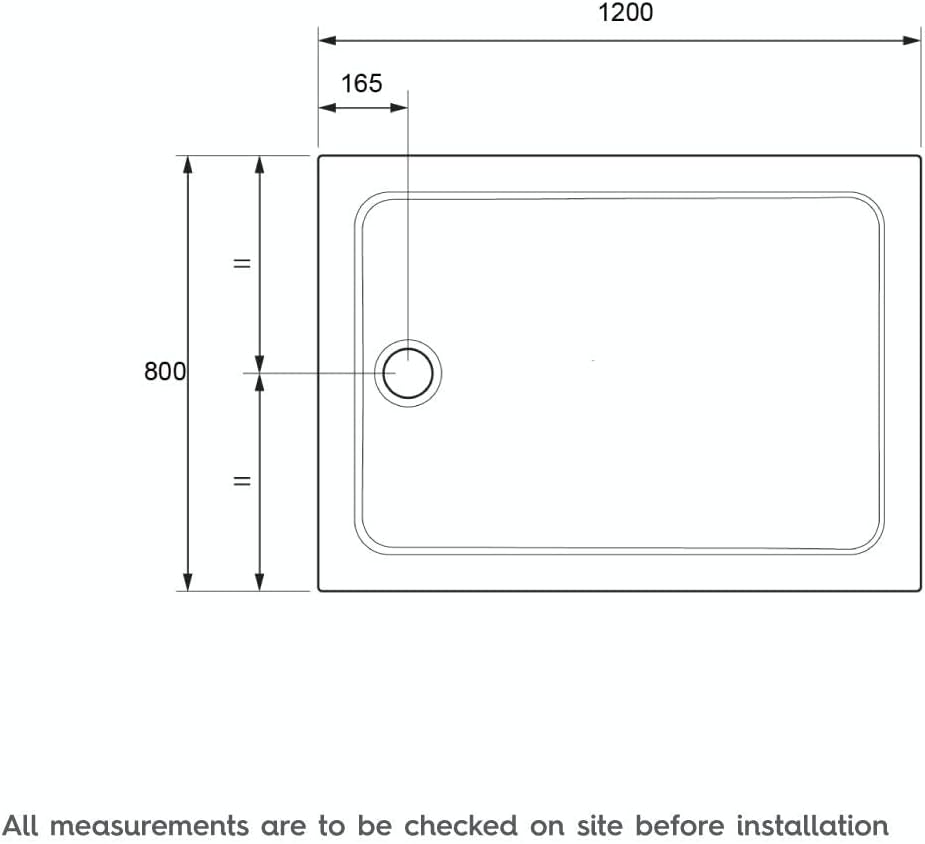 Mira Flight Safe Rectangular Anti-Slip Shower Tray with Waste, 1200 mm Length x 800 mm Width, White