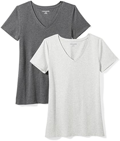 Amazon Essentials Women's Regular-Fit Short-Sleeve V-Neck T-Shirt, Multipacks