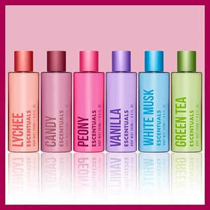 Escentuals Womens Fruit Candy Layering Set, Lychee and Candy Body Mist Spray Mixed Fragrance Bundle 250ml (Pack of 2)