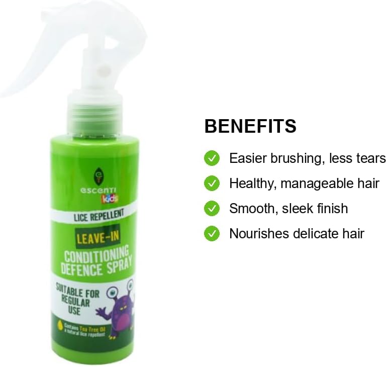 Kids Lice Repellent Leave-In Conditioning Defence Spray with Tea Tree Oil, 125ml, Pack of 6