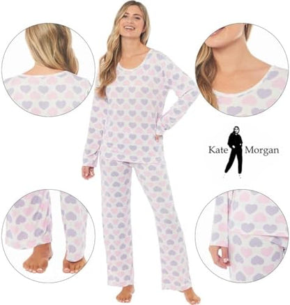 KATE MORGAN Ladies lightweight cosy pyjamas | Womens loungewear sets pjs | Nightwear Sleepwear for women