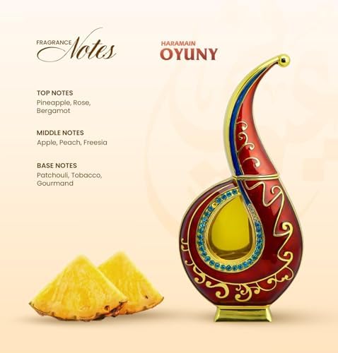 Al Haramain Oyuny 20ml Perfume Oil | Luxury Arabian Unisex Attar | Long-Lasting Alcohol-Free Fragrance | Fruity Floral Woody Oriental Scent for Men &amp; Women | Elegant Gift Choice