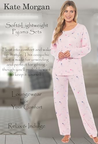 KATE MORGAN Ladies lightweight cosy pyjamas | Womens loungewear sets pjs | Nightwear Sleepwear for women