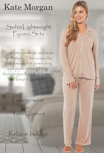 KATE MORGAN Ladies lightweight cosy pyjamas | Womens loungewear sets pjs | Nightwear Sleepwear for women