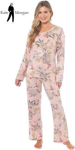 KATE MORGAN Ladies lightweight cosy pyjamas | Womens loungewear sets pjs | Nightwear Sleepwear for women